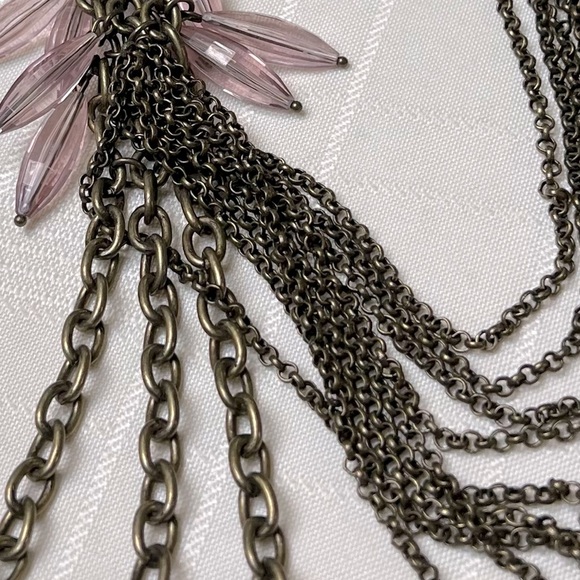 Lia Sophia Vintage Antique Gold Tone Blushing Pink Resin Necklace NWT - Picture 12 of 14